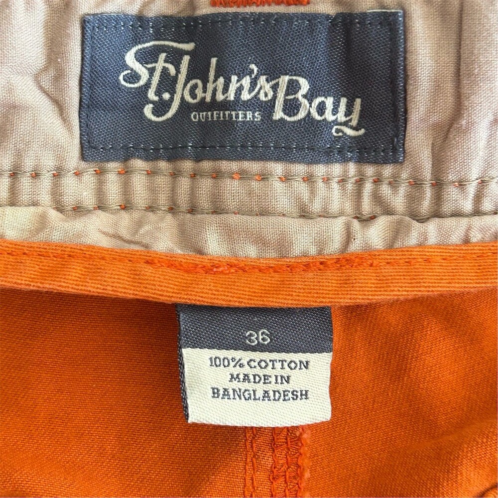St. John’s Bay Cargo Shorts Men's Size 36 Orange Button Fly Casual - Picture 2 of 5
